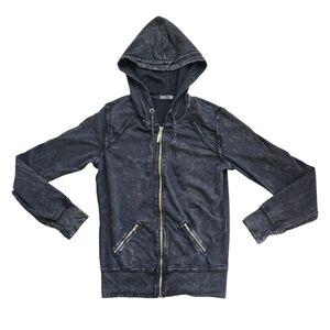 Y2K City Lights Black Acid Embroidered Slim Fit Full-Zip Hooded Jacket, Size M